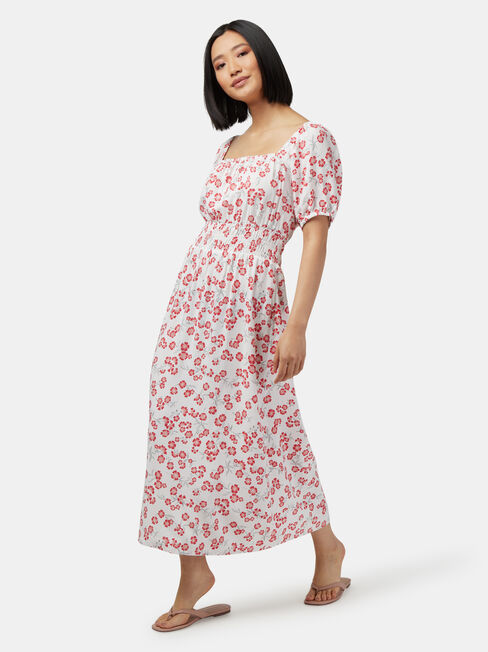 Natalia Shirred Waist Dress, Print, hi-res
