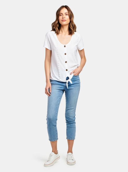 Lacey Lace Tee, White, hi-res