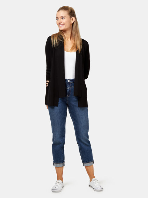 Mischa Drape Front Cardigan, Black, hi-res