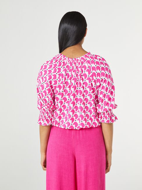 Dixie Tie Neck Blouse, Pink, hi-res