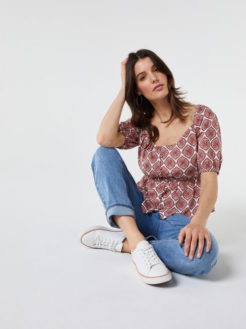 Zuri Structured Top, Print, hi-res