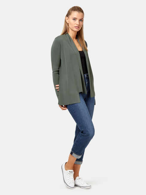 Mischa Drape Front Cardigan, Green, hi-res