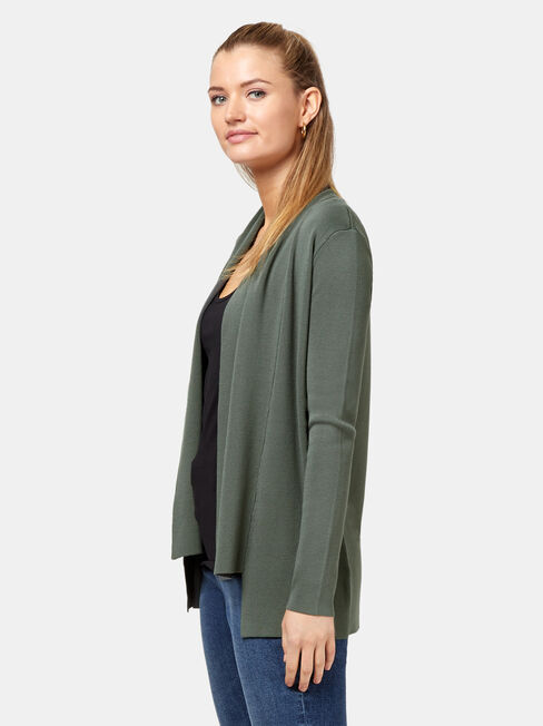 Mischa Drape Front Cardigan, Green, hi-res