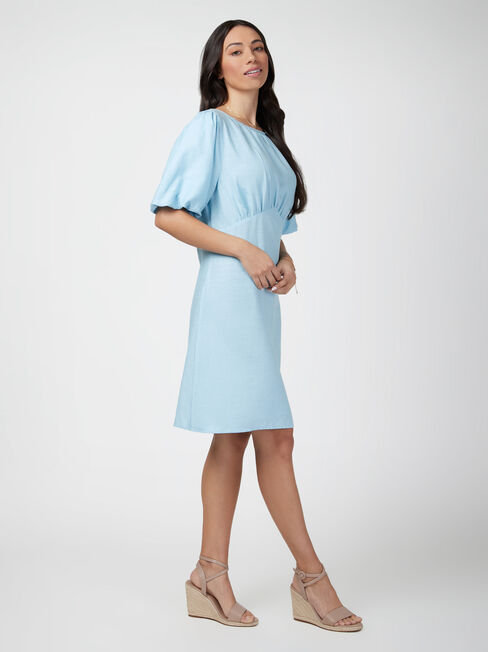 Poppy Puff Sleeve Dress, Blue, hi-res