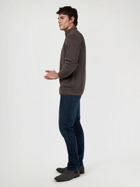 Brian Shawl Neck Cable Knit, Brown, hi-res
