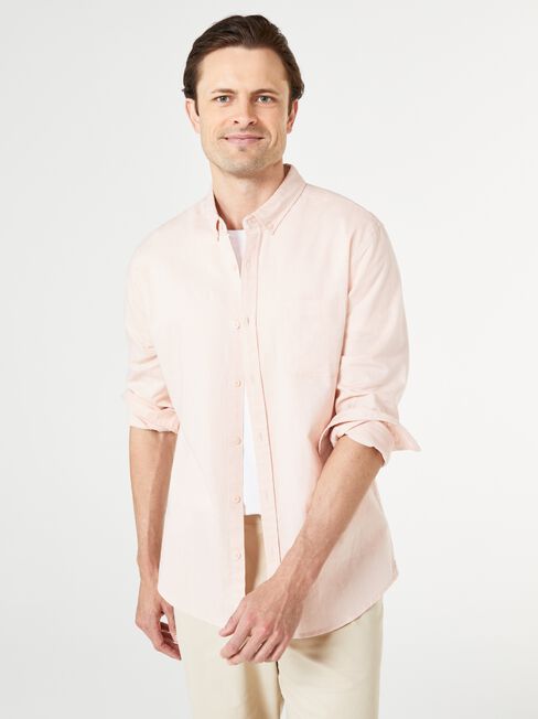 Brody Textured Long Sleeve Shirt, Pink, hi-res