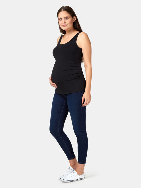 Lola Maternity Cotton Basic Tank, Black, hi-res