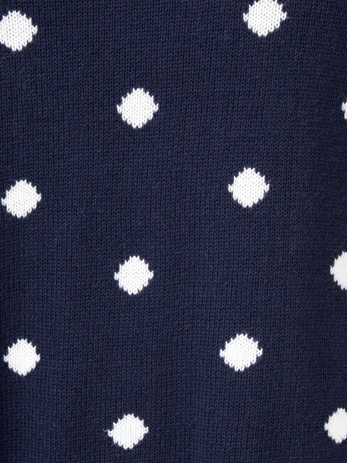 Alexa Irregular Spot Knit, White, hi-res