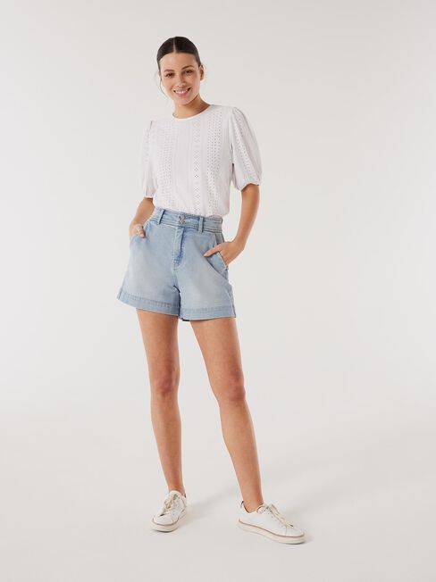 Ash Lacey Top, White, hi-res