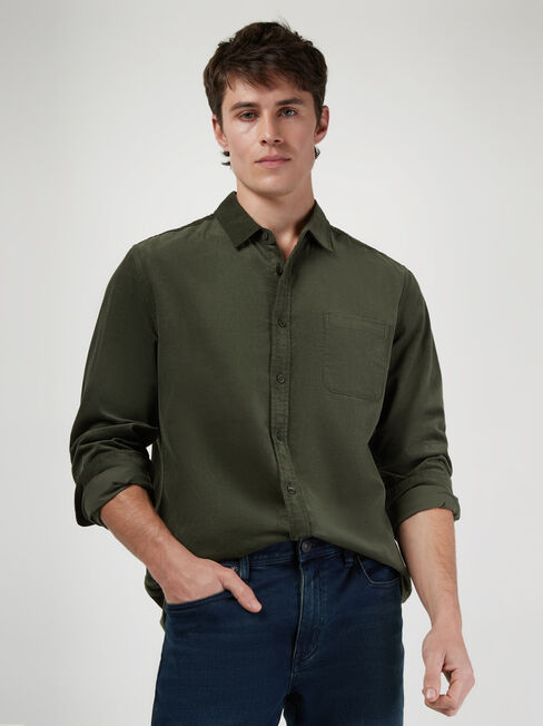 LS Jamie Corduroy Shirt, Green, hi-res