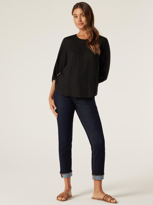 Blake Blouson Sleeve Top, Black, hi-res