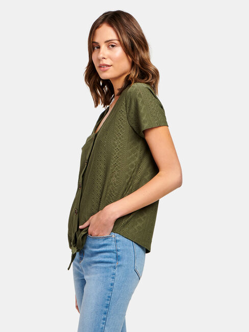Lacey Lace Tee, Green, hi-res