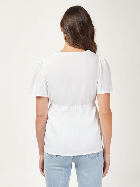 Amy Drawstring Waist Maternity Top, White, hi-res
