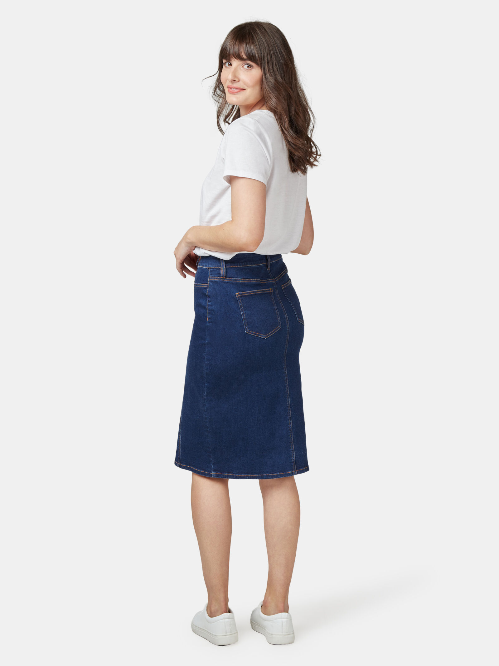 Denim Button Thru Skirt