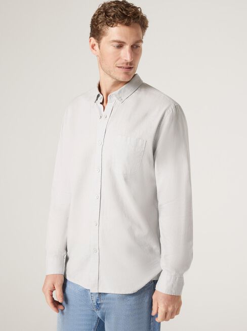 Brody Textured Long Sleeve Shirt, Grey, hi-res