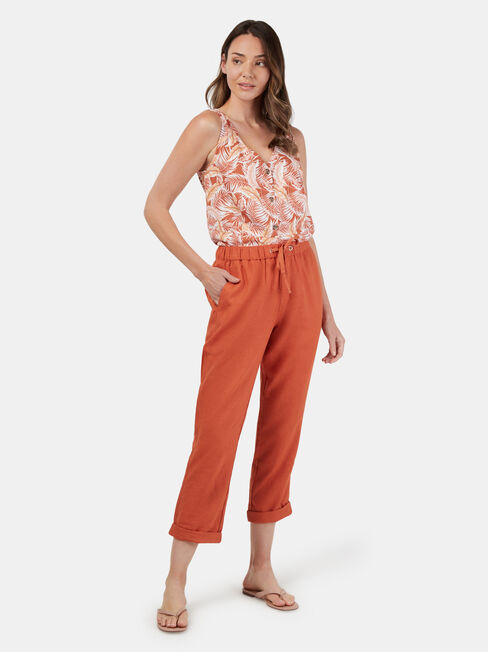 Linen Blend Pant, Red, hi-res