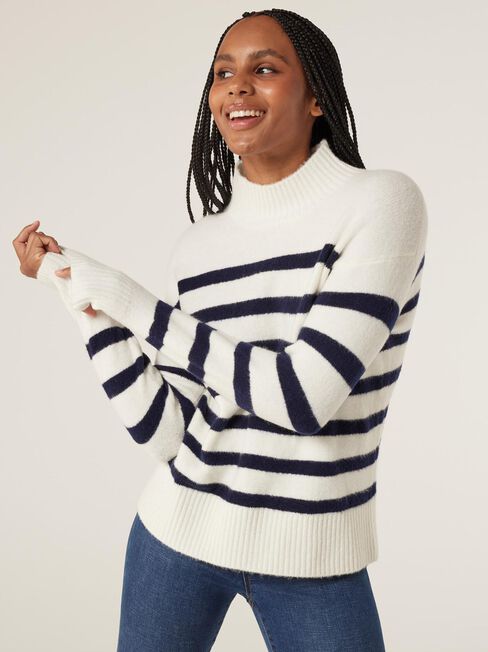 Parker High Neck Souffle Knit, Stripe, hi-res