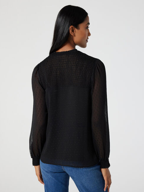 Amy Frill Sleeve Top, Black, hi-res