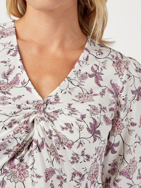 Terryn Twist Front Blouse, Purple, hi-res