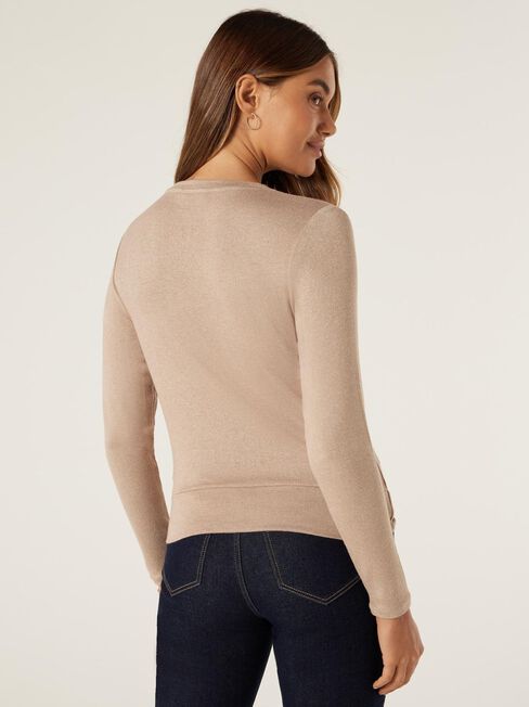 Hazel Soft Touch Twist Front Pullover, Camel Marle, hi-res