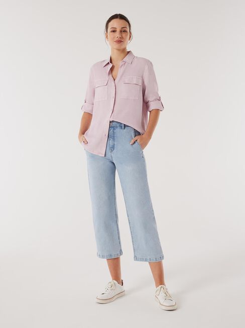 Lizzy Relaxed Tencel Shirt, Brown, hi-res