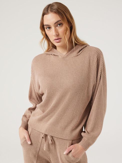 J-Luxe Rib Hoodie, Almond, hi-res