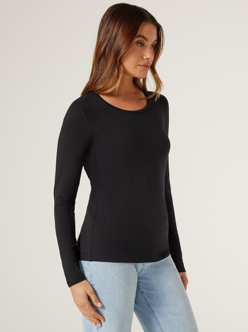 Charlotte Long Sleeve Tee, Black, hi-res