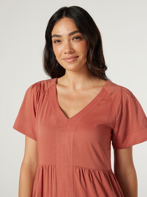 Reese Tiered Dress, Papaya, hi-res