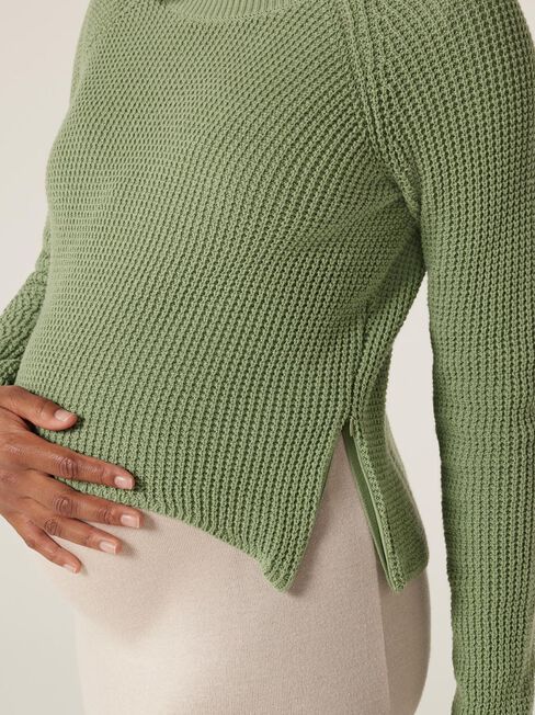 Michelle Side Zip Maternity Pullover, Pastel Moss, hi-res