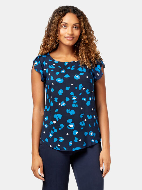 Saffi Petal Sleeve Blouse, Blue, hi-res
