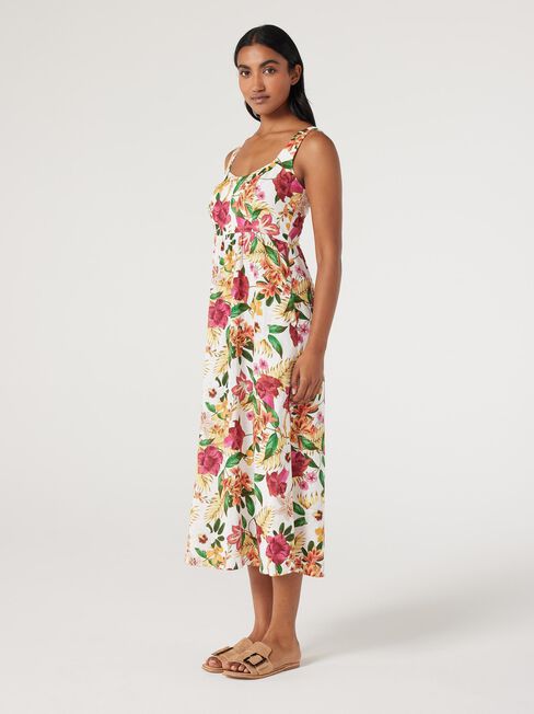 Pia Shirred Back Dress, Tropical Punch, hi-res