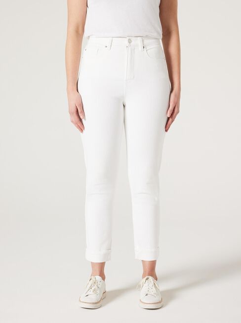 Brooke High Waisted Tapered Crop jeans, White, hi-res