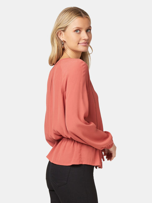 Kora Button Through Blouse, Pink, hi-res