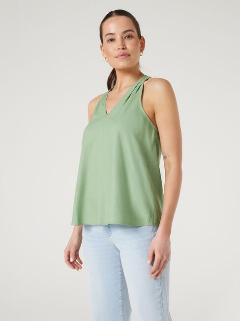 Helena V-Neck Top, Green, hi-res