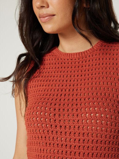 Lydia Knit Top, Papaya, hi-res