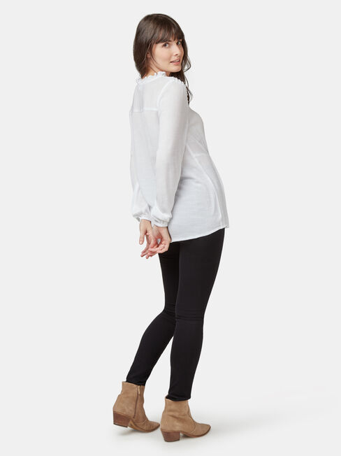 Aria Peplum Hem Top, White, hi-res