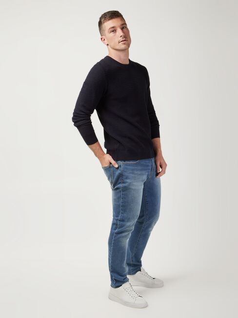 Slater Textured Crew Knit, Blue, hi-res