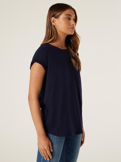 Essential Slub Pocket Tee, French Navy, hi-res