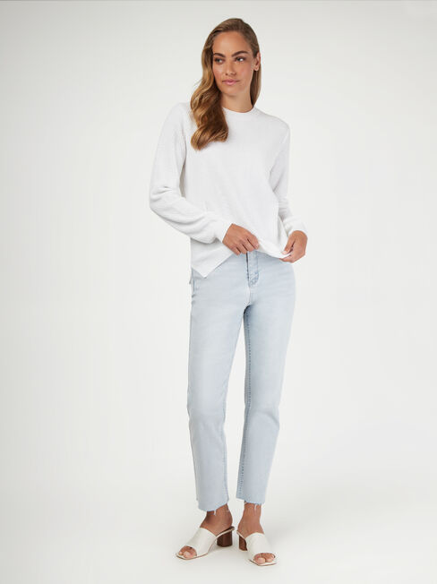 Ally Textured Knit, White, hi-res