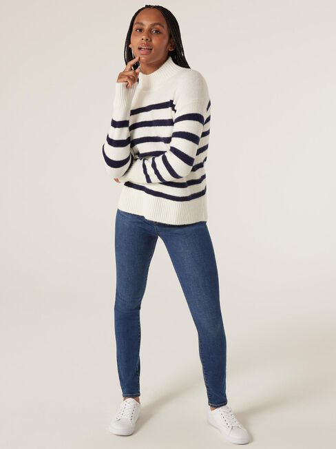 Parker High Neck Souffle Knit, Stripe, hi-res