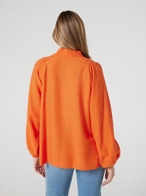 Amelia Button Down Blouse, Orange, hi-res