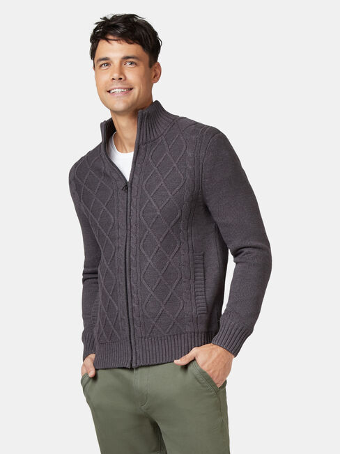 Theodore Sherpa Lined Cable Jacket, Grey, hi-res