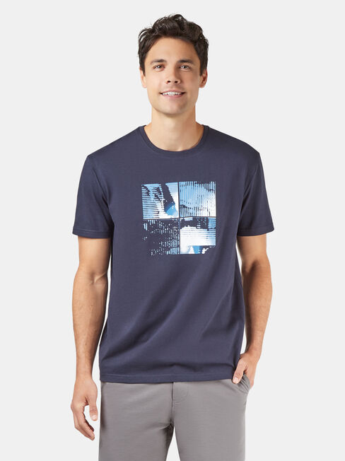 Danny Short Sleeve Print Crew Tee, Blue, hi-res