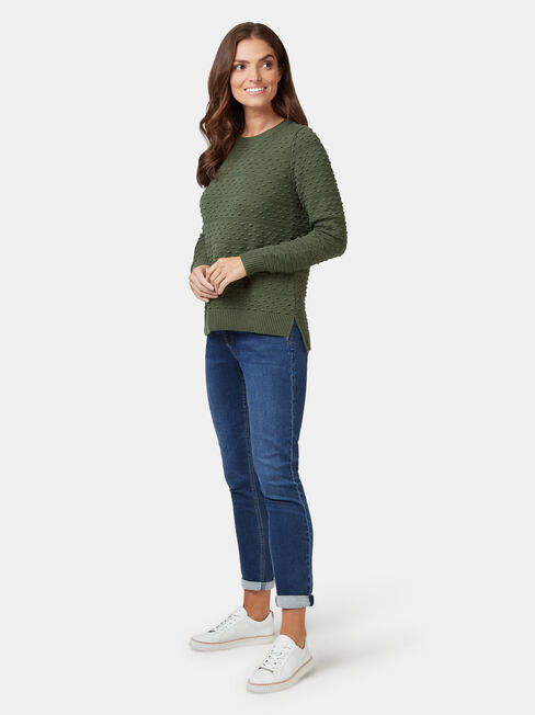 Lyn Linear Bobble Knit, Green, hi-res