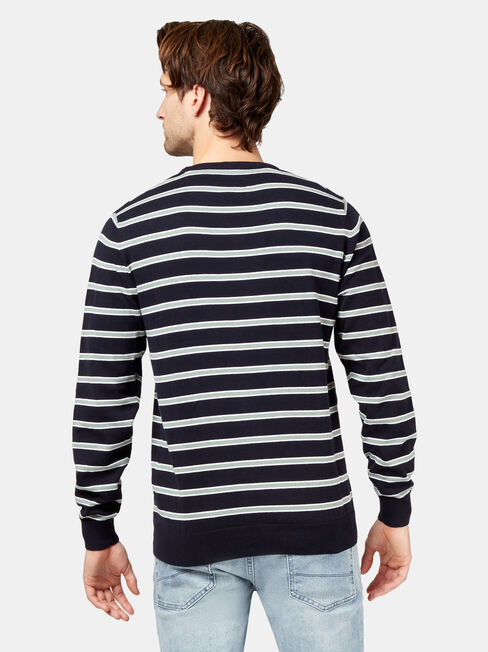 Lincoln Stripe Crew Knit, Blue, hi-res