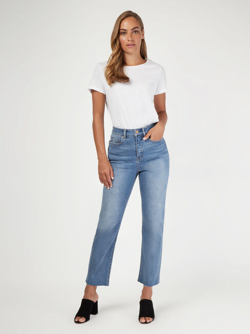 High Waisted Straight Leg Jeans, Vintage Wash, hi-res