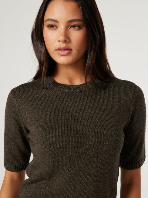 Olivia Knit Tee, Green, hi-res