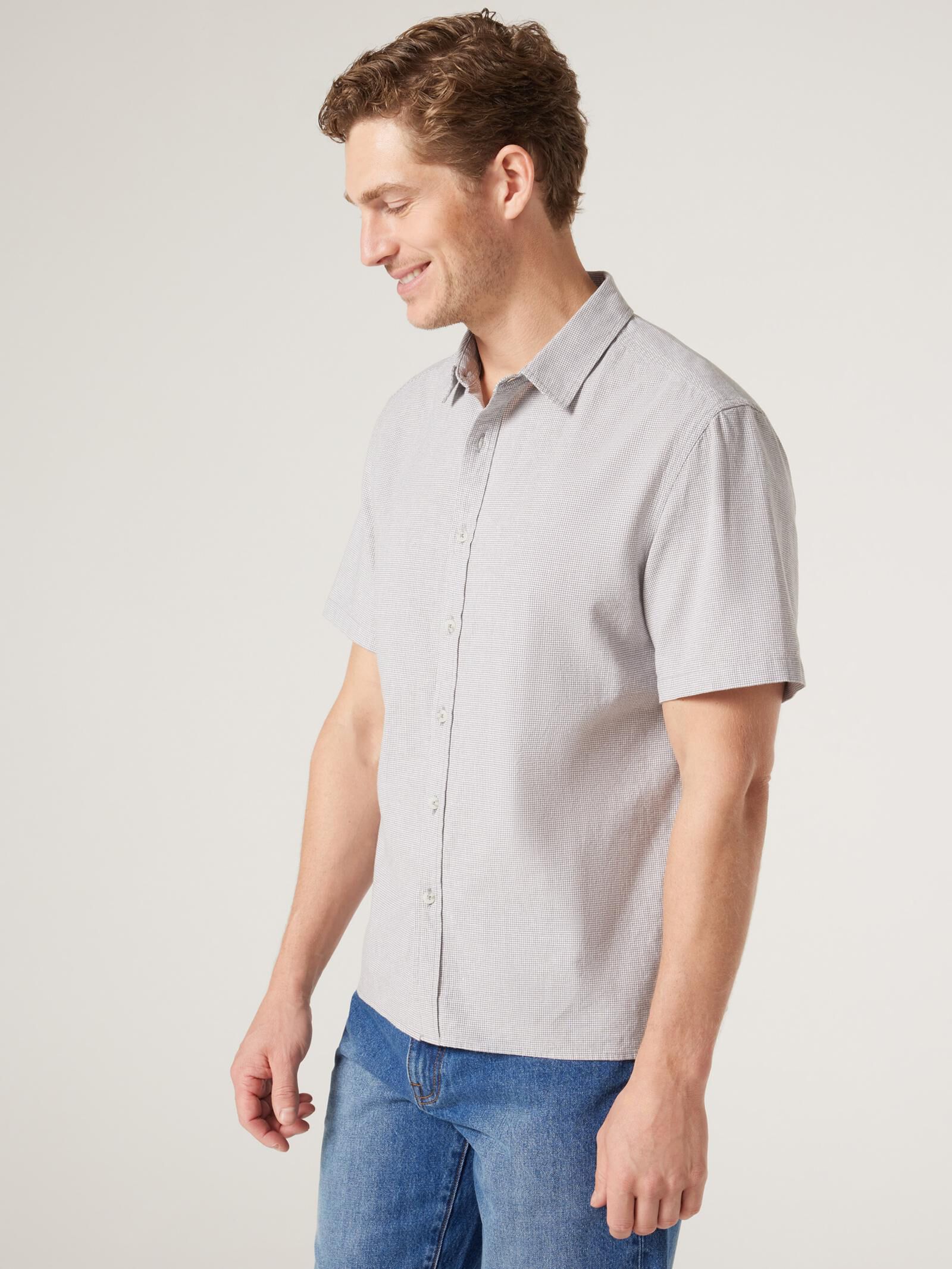 Buy Short Sleeve Kai Textured Shirt - Grey Online | Jeanswest