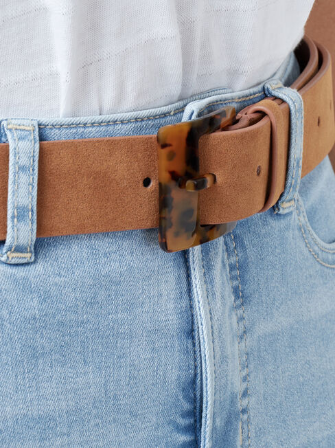Eimear Square Buckle Belt, Brown, hi-res