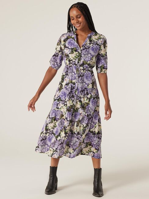 Morgan Tiered Midi Dress, Floral, hi-res